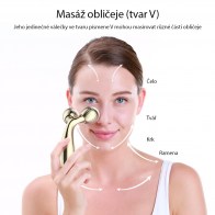 TOUCHBEAUTY 1613A Masážní váleček na obličej zlatý